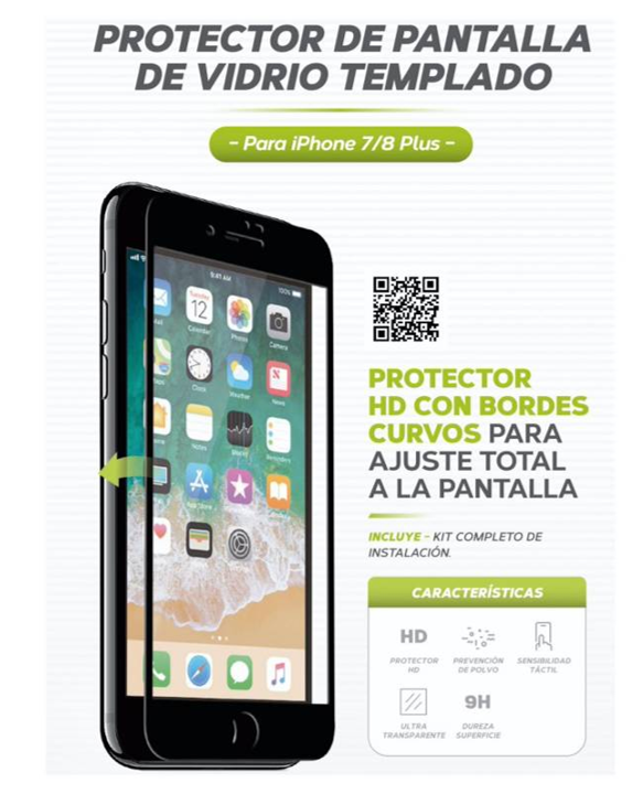 Protector Pantalla Vidrio Templado Hd 3 En 1 Iphone 7/8/plus