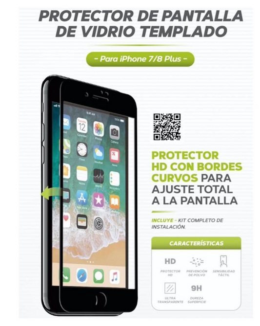 Vidrio templado Para iPhone 7/8 Plus - Negro