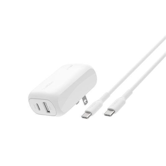 ADAPTADOR BELKIN PARED 42W 2 PUERTOS USB-A Y USB-C + CABLE USB-C