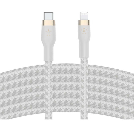 Cable Belkin USB-C a Lightning - 3M - Pro Flex - Blanco