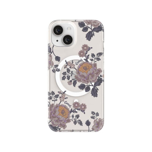 Case protectora Coach con MagSafe Para iPhone 14 - Moody Floral/Púrpura