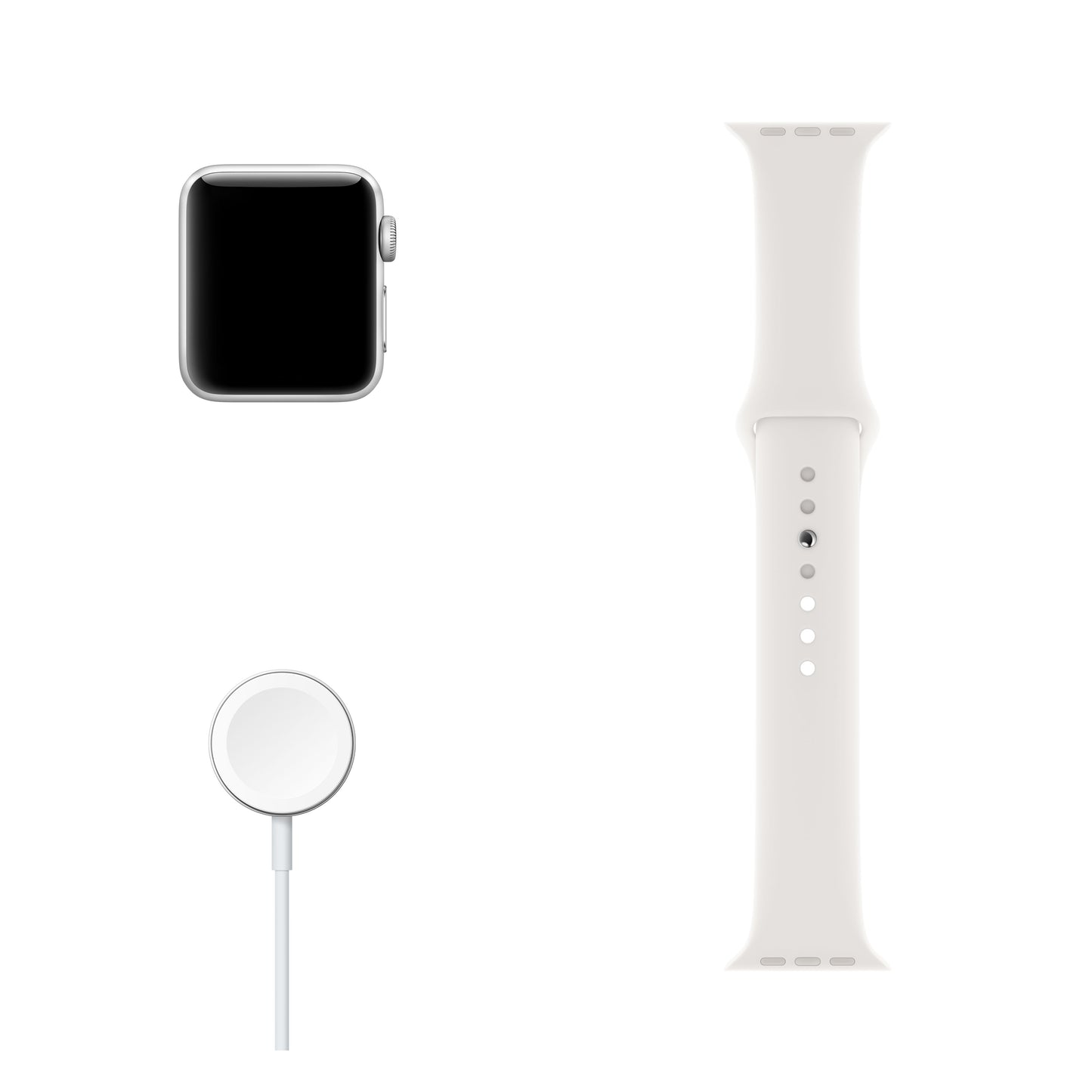 Apple Watch Series 3 (GPS) con caja de 42 mm de aluminio en plata y correa deportiva blanca