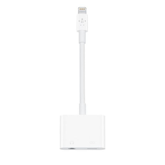 Adaptador Belkin Audio 3.5mm + Cargador RockStar Doble Función -