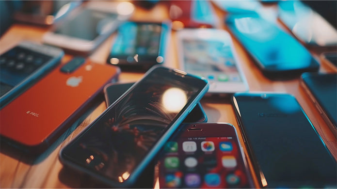 Diferentes tipos de iPhone en una mesa  
