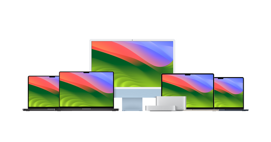 Dos MacBook Pro, dos MacBook Air, Mac Studio, Mac Mini y iMac.