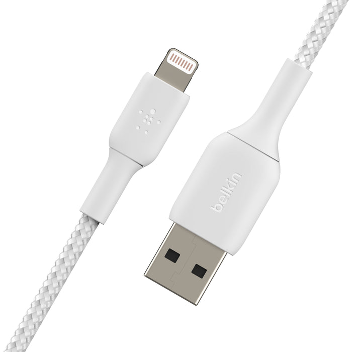 Cable Belkin Braided USB-A a Lightning - Blanco