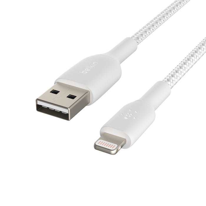 Cable Belkin Braided USB-A a Lightning - Blanco