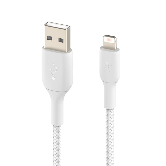 Cable Belkin Braided USB-A a Lightning - Blanco