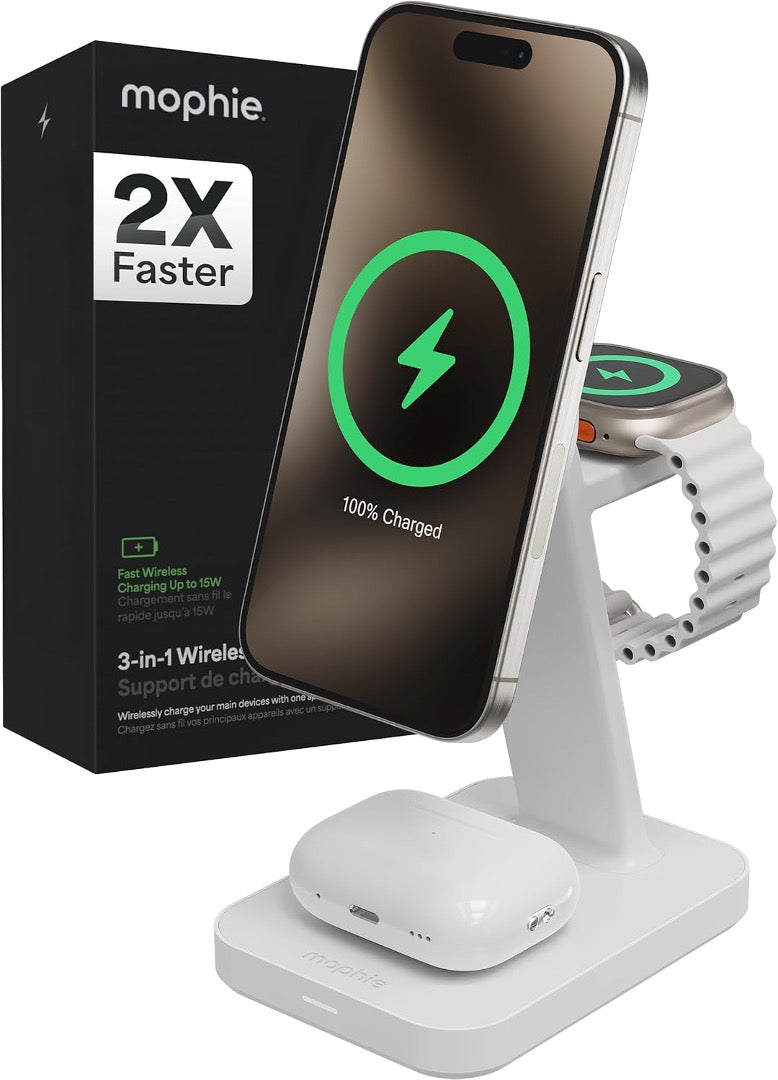 BASE DE CARGA MOPHIE 3 EN 1 QI2 WHT