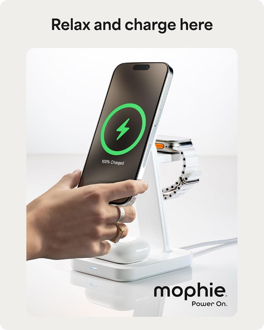 BASE DE CARGA MOPHIE 3 EN 1 QI2 WHT