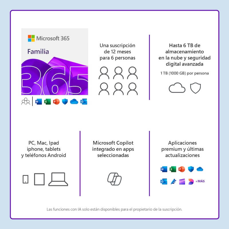 MICROSOFT 365 FAMILIA | SUSCRIPCIÓN 12 MESES | 6 USUARIOS