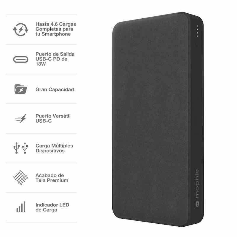 BATERÍA MOPHIE POWERBANK 20,000MAH USB-C PD18W / 2 USB-A- NEGRO