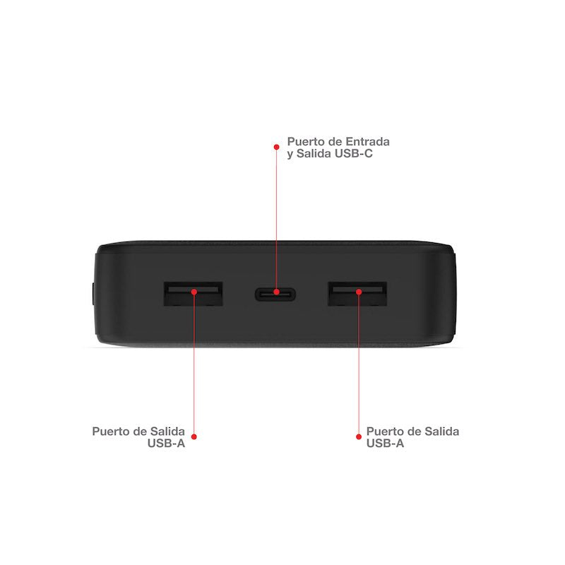 BATERÍA MOPHIE POWERBANK 20,000MAH USB-C PD18W / 2 USB-A- NEGRO