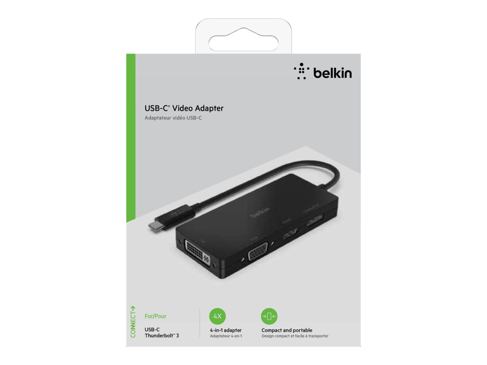 Adaptador Belkin USB-C a HDMI - Vga - Dvi - DisplayPort - Negro
