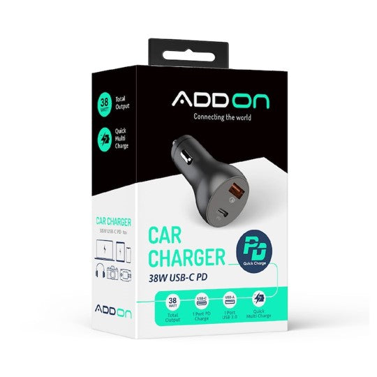 ADAPTADOR ADD ON PARA CARRO 38W USBA/USBC