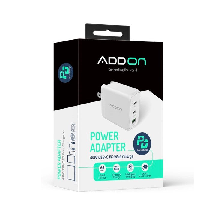 ADAPTADOR ADD ON DE PARED 65W GaN 3 PUERTOS