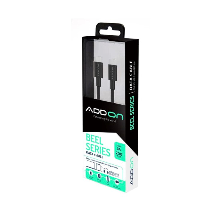 CABLE DE CARGA ADD ON USBC/USBC  2mt - BLACK