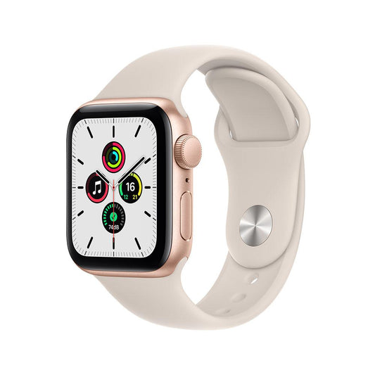 Apple Watch SE (GPS) - Caja de aluminio en oro de 40 mm - Correa deportiva blanco estelar - Talla única