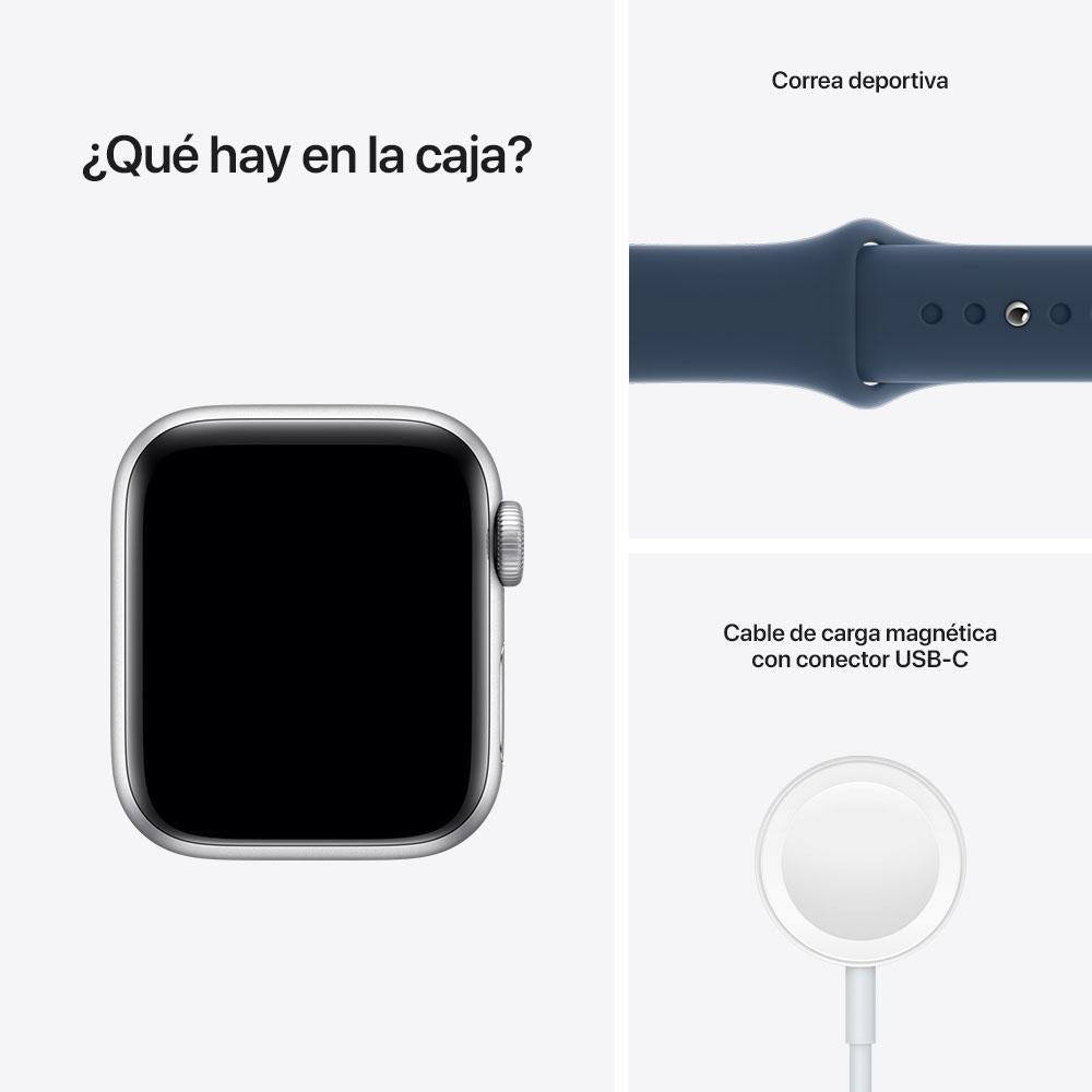 Apple Watch SE (GPS) - Caja de aluminio en plata de 40 mm - Correa deportiva en color abismo - Talla única