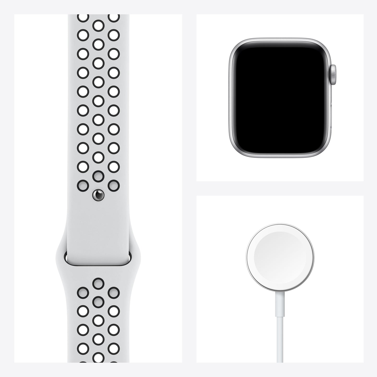 Apple Watch Nike SE (GPS) - Caja de aluminio en plata de 44 mm - Correa Nike Sport platino puro/negra - Talla única