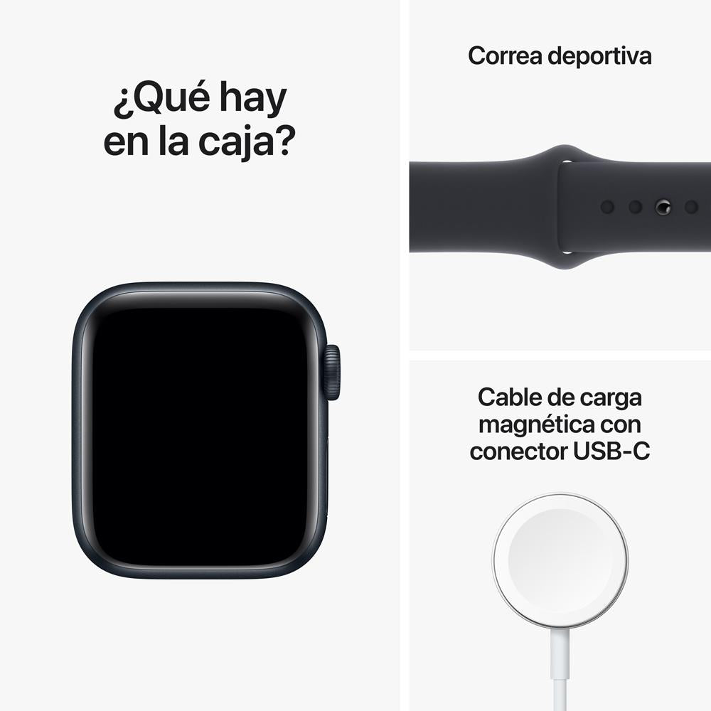 Apple Watch SE (GPS) - Caja de aluminio en color medianoche de 40 mm - Correa deportiva en color medianoche - Talla única