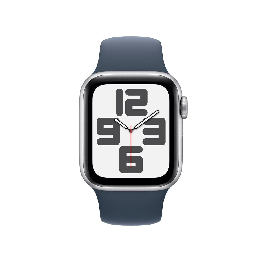 Apple Watch SE GPS • Caja de aluminio color plata de 40 mm • Correa deportiva azul tormenta - S/M