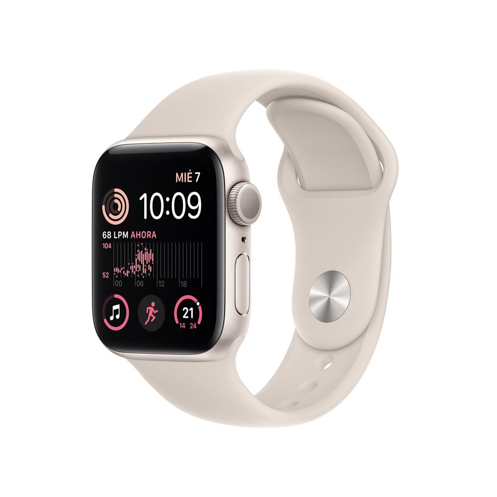 Apple Watch SE (GPS) - Caja de aluminio en blanco estrella de 40 mm - Correa deportiva blanco estrella - Talla única