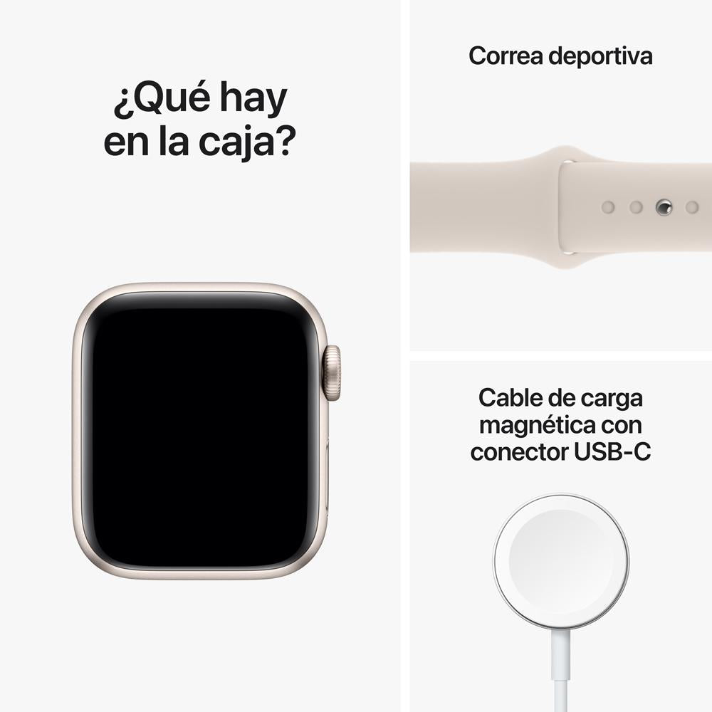 Apple Watch SE (GPS) - Caja de aluminio en blanco estrella de 40 mm - Correa deportiva blanco estrella - Talla única