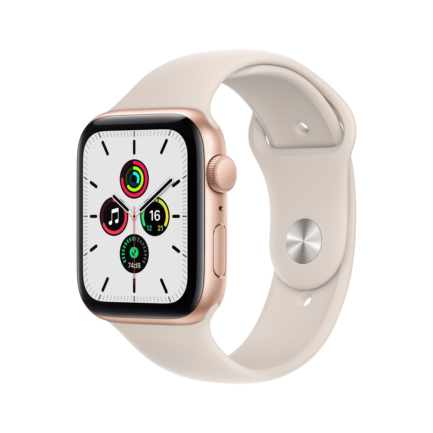 Apple Watch SE (GPS) - Caja de aluminio en oro de 44 mm - Correa deportiva blanco estrella - Talla única