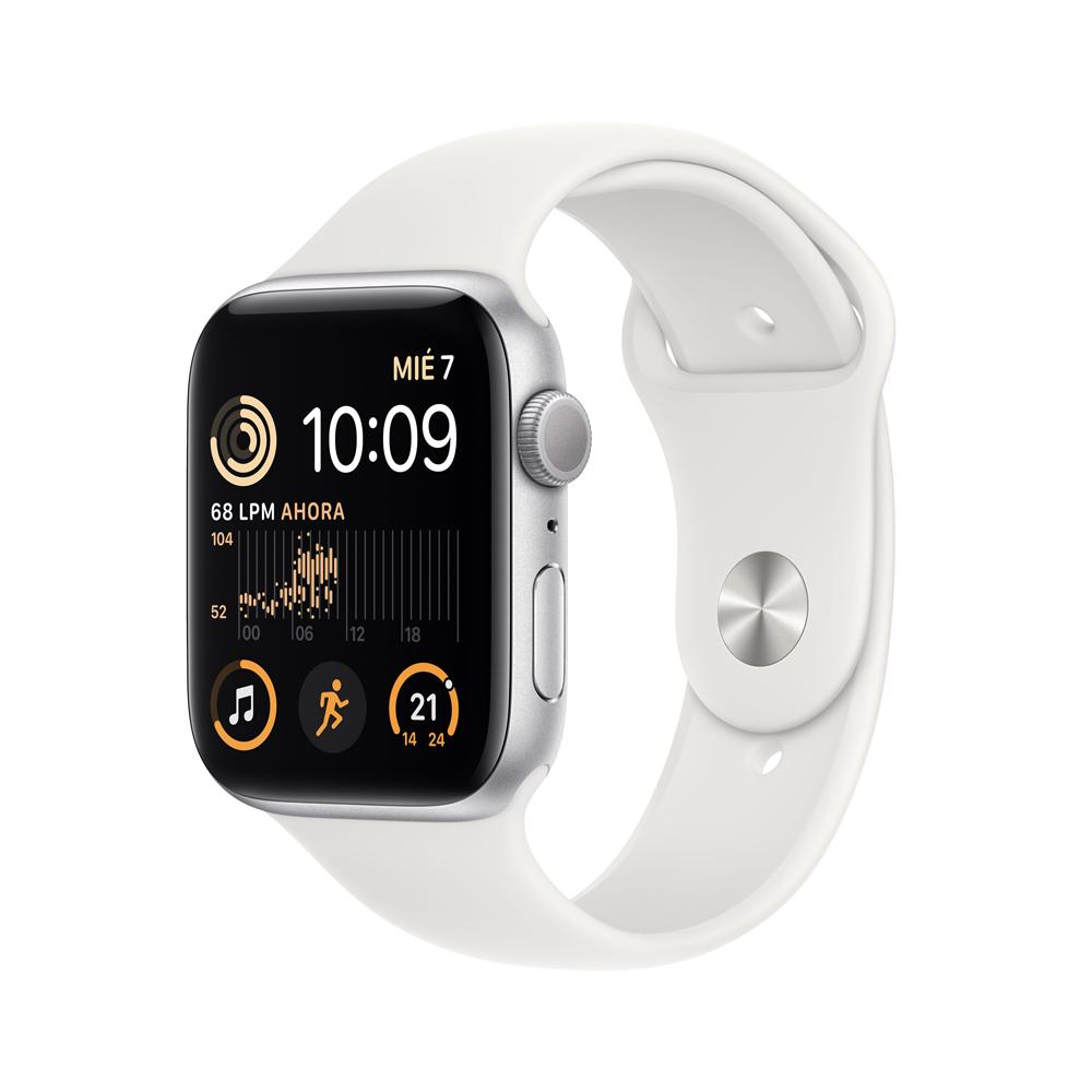 Apple Watch SE (GPS) - Caja de aluminio en plata de 44 mm - Correa deportiva blanca - Talla única