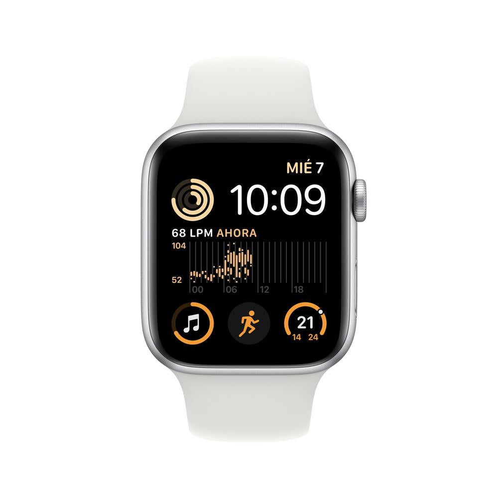 Apple Watch SE (GPS) - Caja de aluminio en plata de 44 mm - Correa deportiva blanca - Talla única