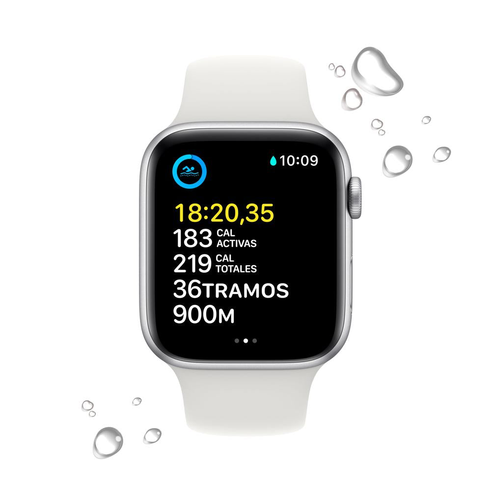 Apple Watch SE (GPS) - Caja de aluminio en plata de 44 mm - Correa deportiva blanca - Talla única