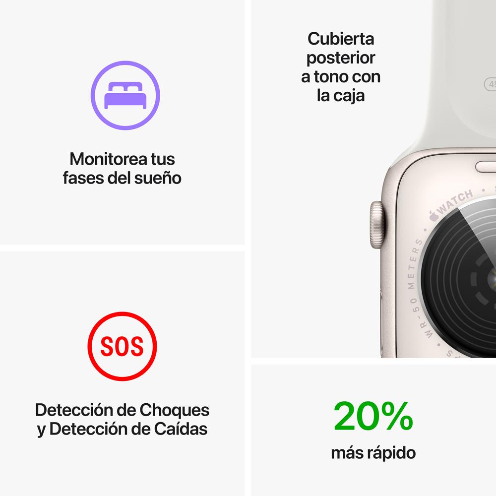 Apple Watch SE (GPS) - Caja de aluminio en plata de 44 mm - Correa deportiva blanca - Talla única