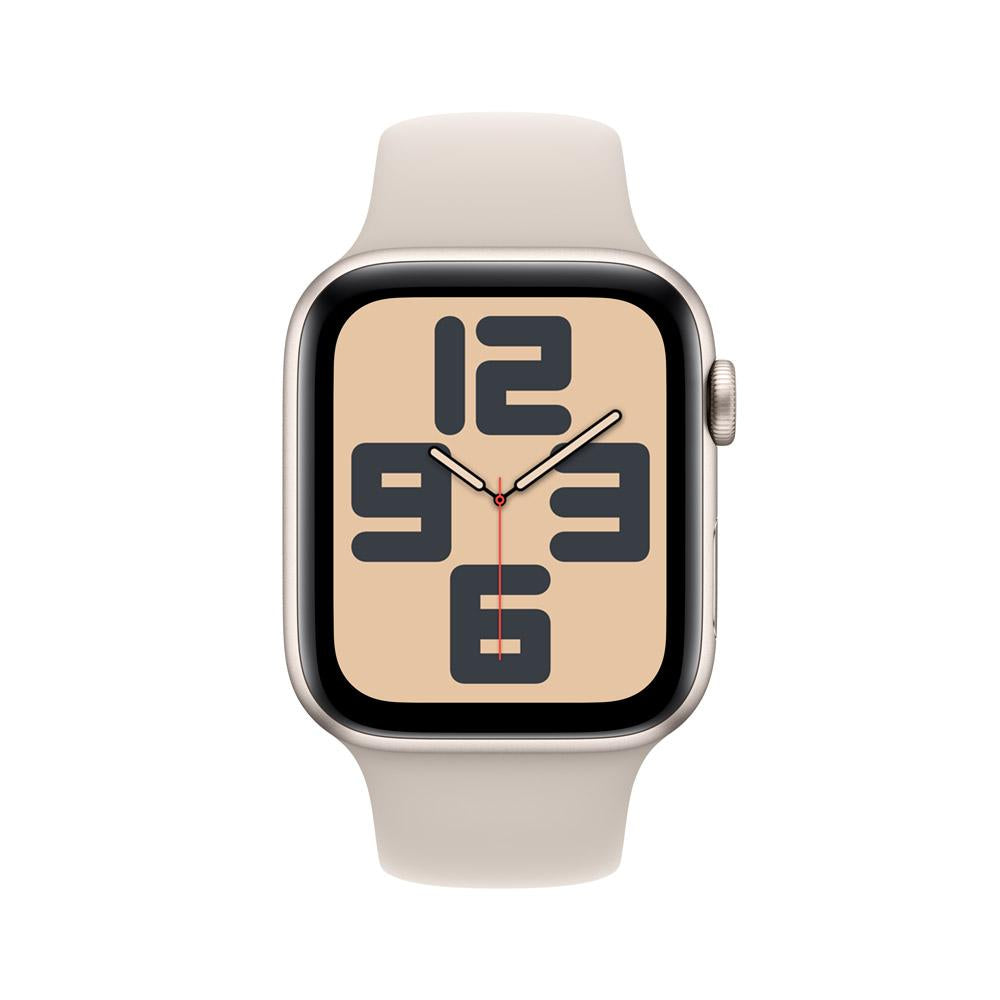 Apple Watch SE GPS • Caja de aluminio blanco estelar de 44 mm • Correa deportiva blanco estelar - M/L