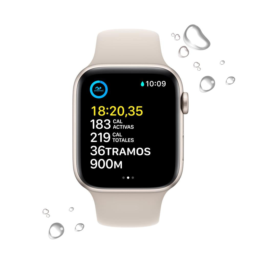 Apple Watch SE (GPS) - Caja de aluminio en blanco estrella de 44 mm - Correa deportiva blanco estrella - Talla única