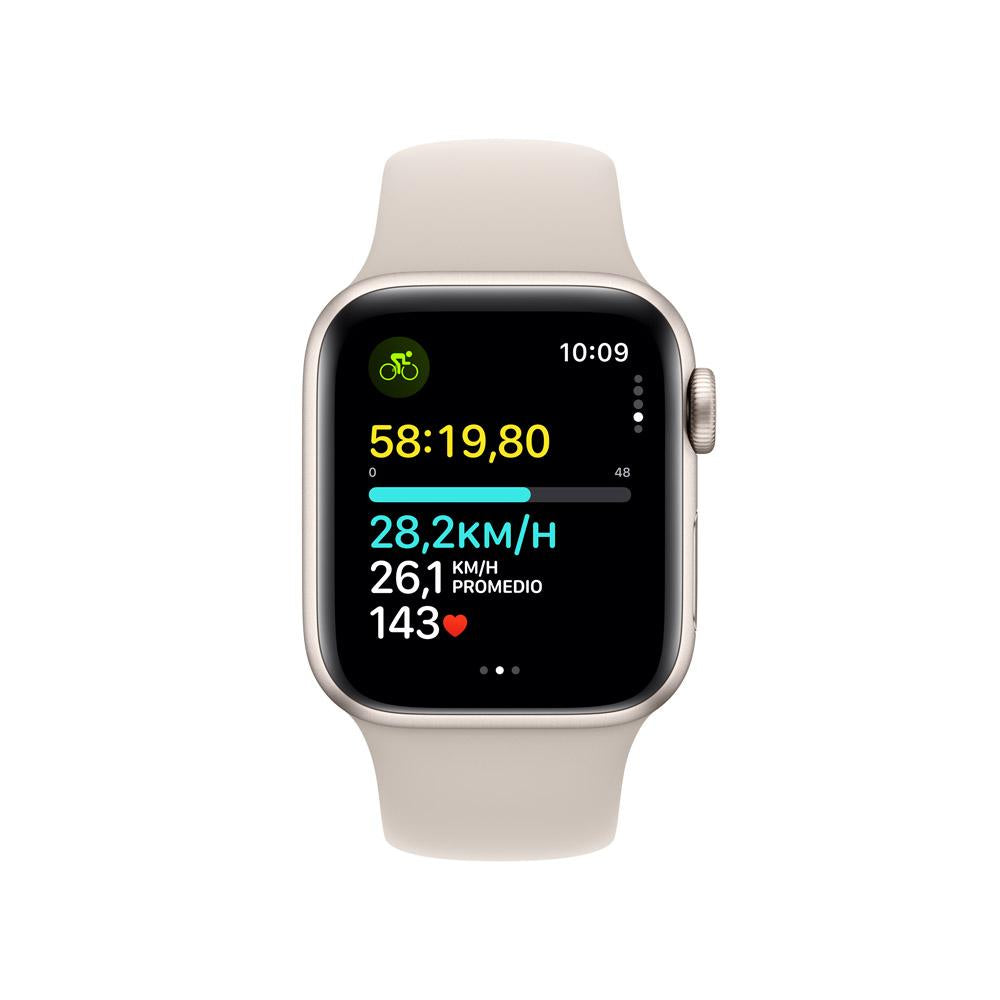 Apple Watch SE GPS + Cellular • Caja de aluminio blanco estelar de 40 mm • Correa deportiva blanco estelar - S/M