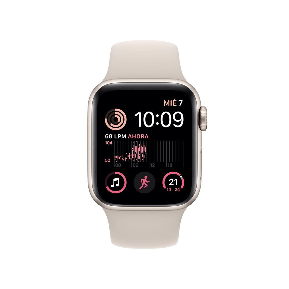 Apple Watch SE (GPS + Cellular) - Caja de aluminio en blanco estrella de 40 mm - Correa deportiva blanco estrella - Talla única