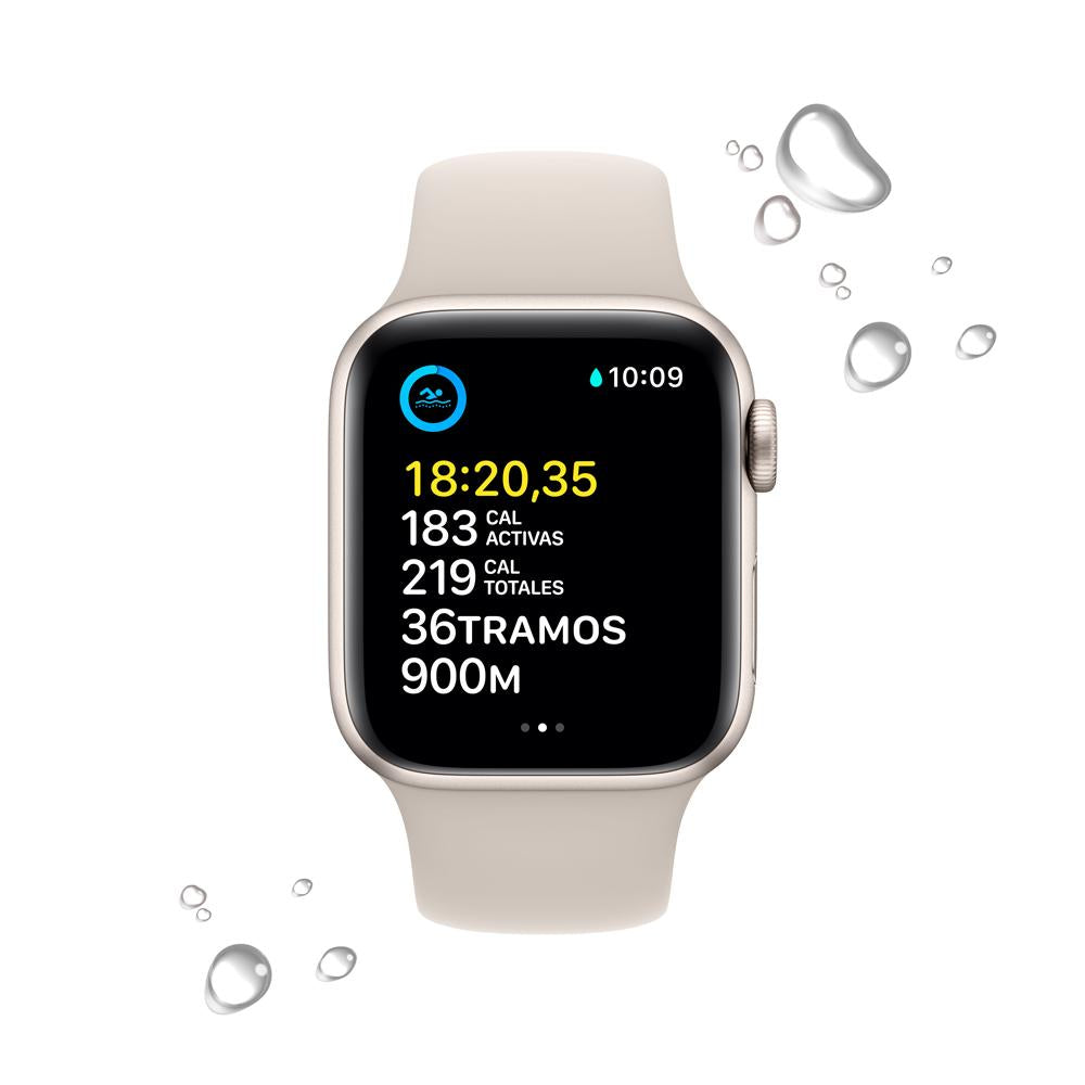 Apple Watch SE (GPS + Cellular) - Caja de aluminio en blanco estrella de 40 mm - Correa deportiva blanco estrella - Talla única