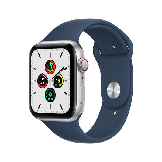 Apple Watch SE (GPS + Cellular) - Caja de aluminio en plata de 44 mm - Correa deportiva en color abismo - Talla única