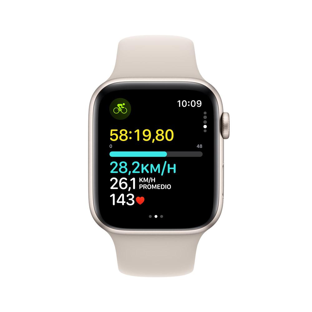 Apple Watch SE GPS + Cellular • Caja de aluminio blanco estelar de 44 mm • Correa deportiva blanco estelar - M/L