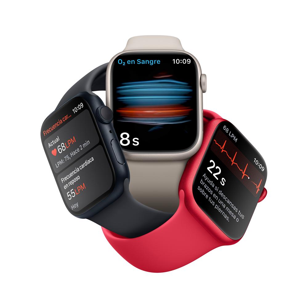 Apple Watch Series 8 (GPS) - Caja de aluminio en color medianoche de 41 mm - Correa deportiva en color medianoche - Talla única