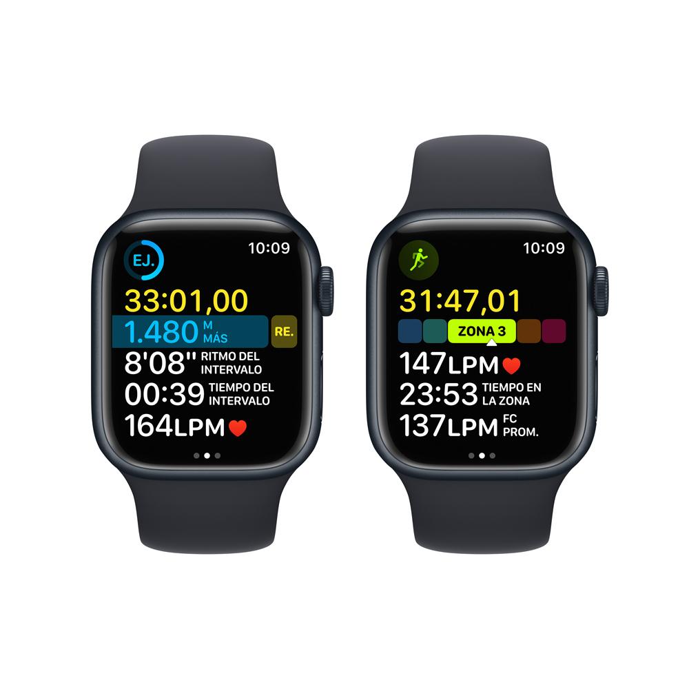 Apple Watch Series 8 (GPS) - Caja de aluminio en color medianoche de 41 mm - Correa deportiva en color medianoche - Talla única