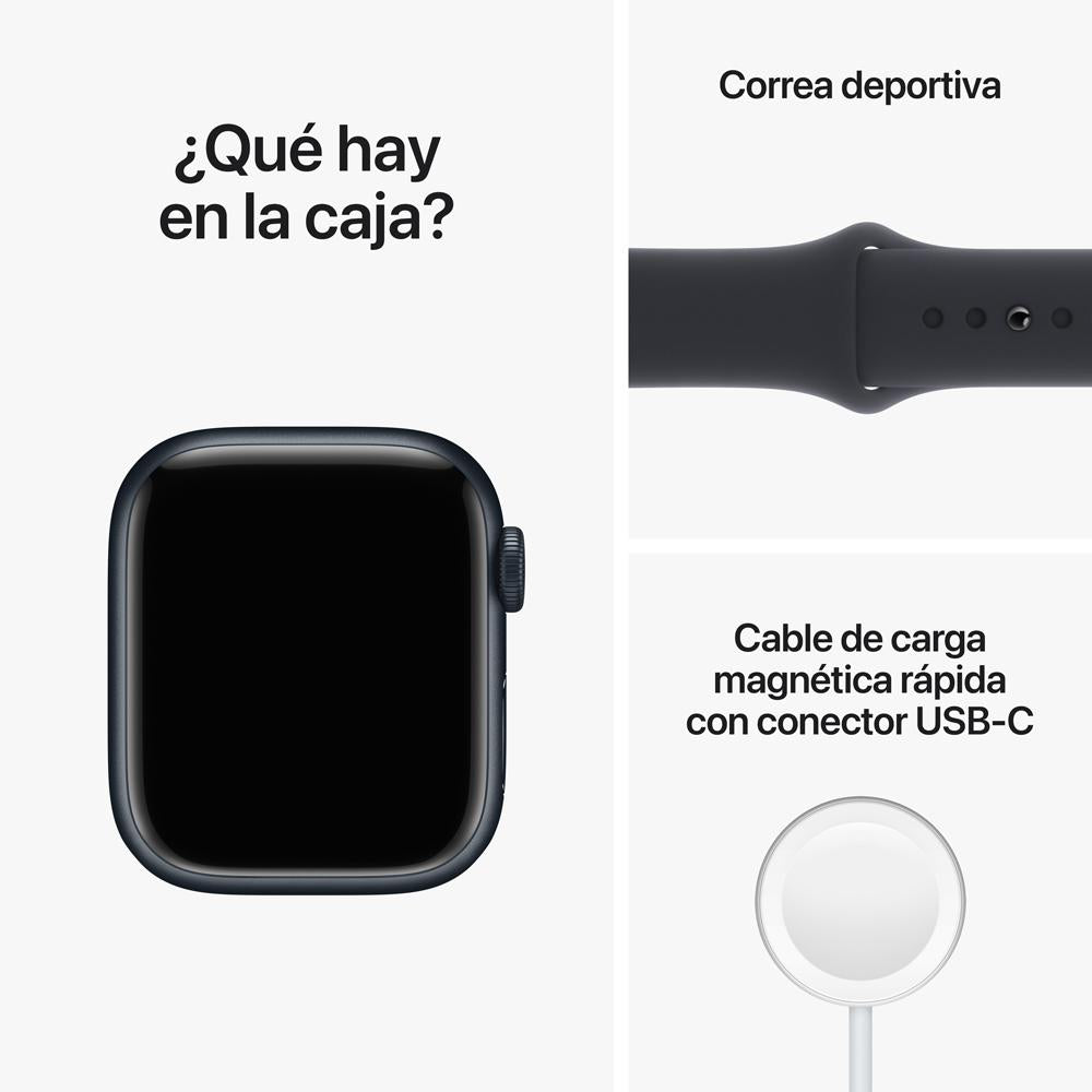 Apple Watch Series 8 (GPS) - Caja de aluminio en color medianoche de 41 mm - Correa deportiva en color medianoche - Talla única