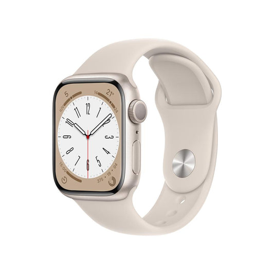 Apple Watch Series 8 (GPS) - Caja de aluminio en blanco estrella de 41 mm - Correa deportiva blanco estrella - Talla única