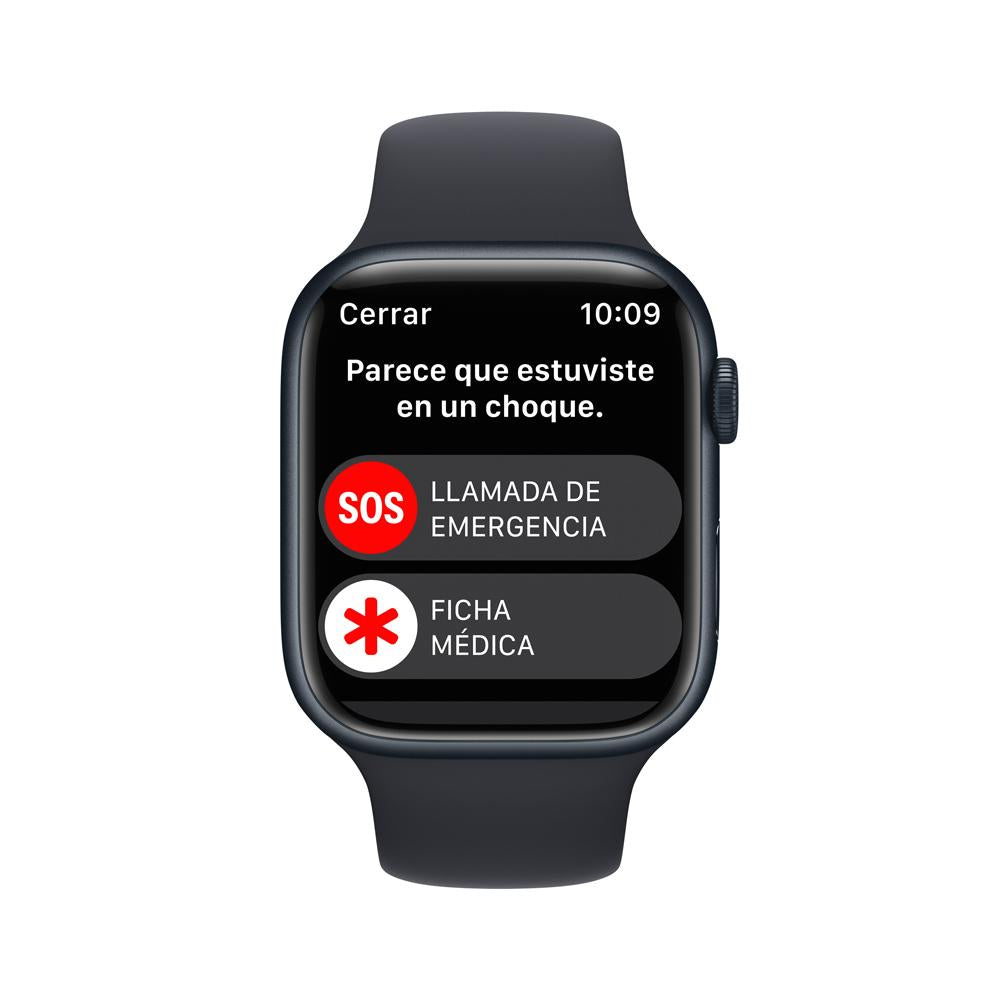 Apple Watch Series 8 (GPS) - Caja de aluminio en color medianoche de 45 mm - Correa deportiva en color medianoche - Talla única