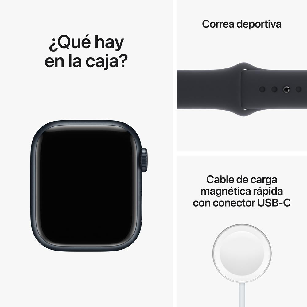Apple Watch Series 8 (GPS + Cellular) - Caja de aluminio en color medianoche de 41 mm - Correa deportiva en color medianoche - Talla única