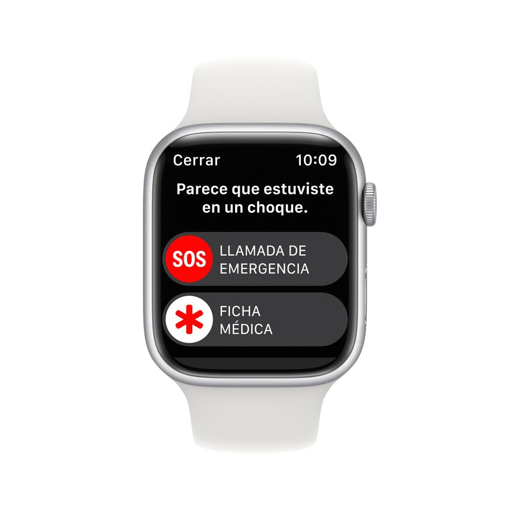 Apple Watch Series 8 (GPS + Cellular) - Caja de aluminio en plata de 45 mm - Correa deportiva blanca - Talla única