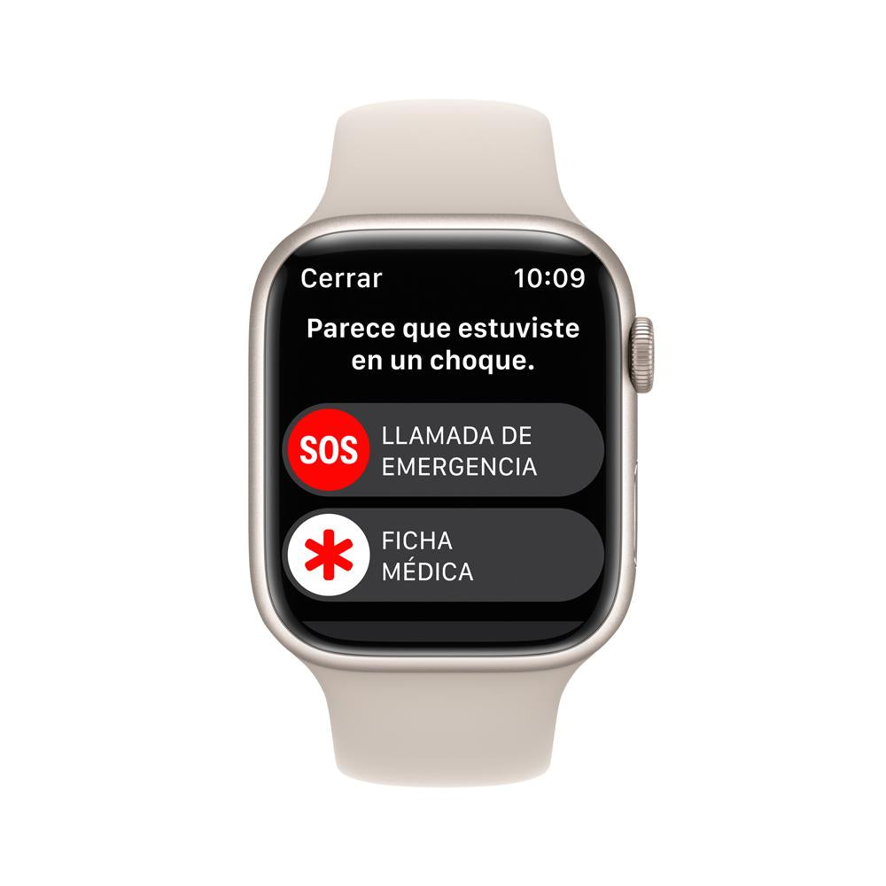 Apple Watch Series 8 (GPS + Cellular) - Caja de aluminio en blanco estrella de 45 mm - Correa deportiva blanco estrella - Talla única