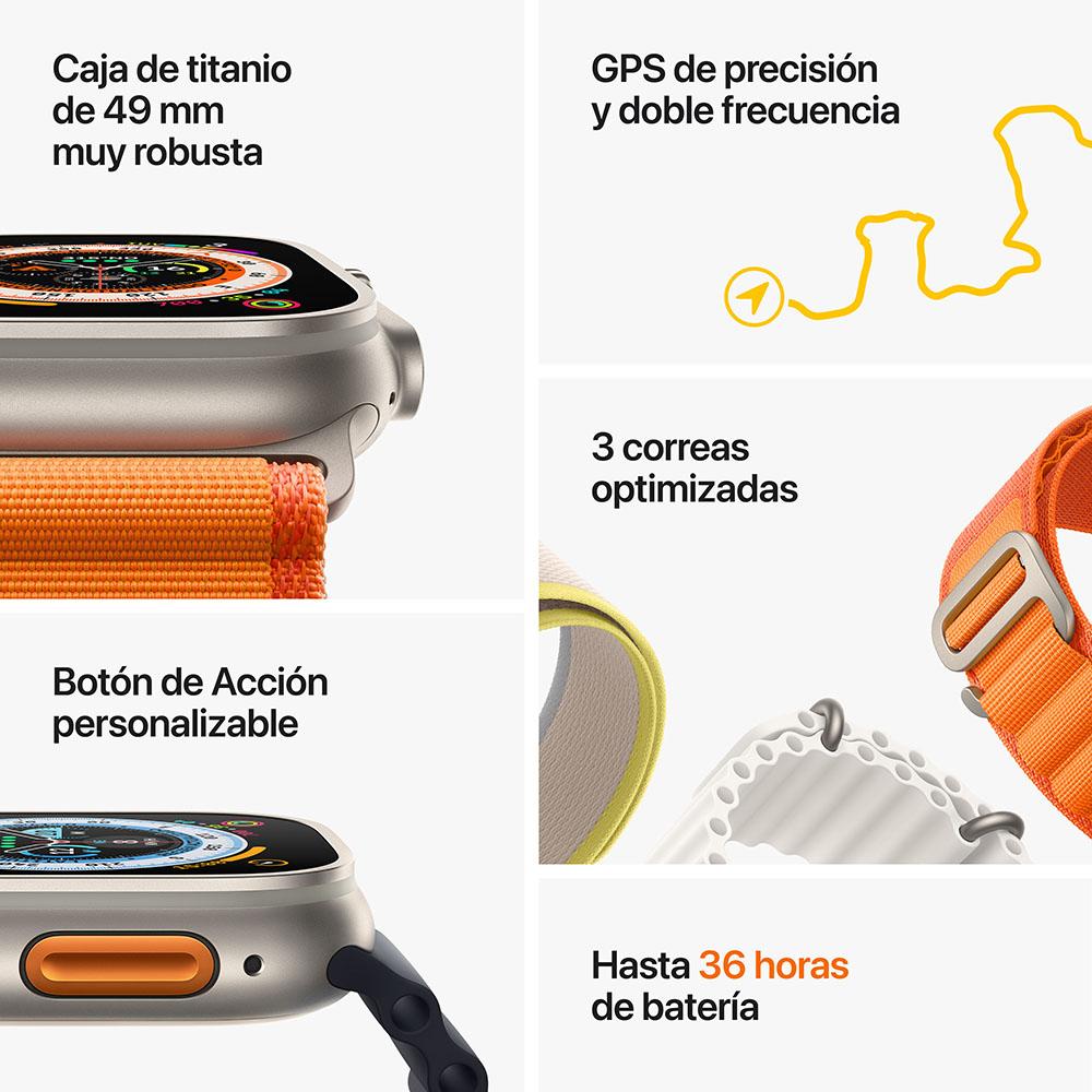 Apple Watch Ultra (GPS + Cellular) - Caja de titanio de 49 mm - Correa Loop Trail azul/gris - Talla S/M