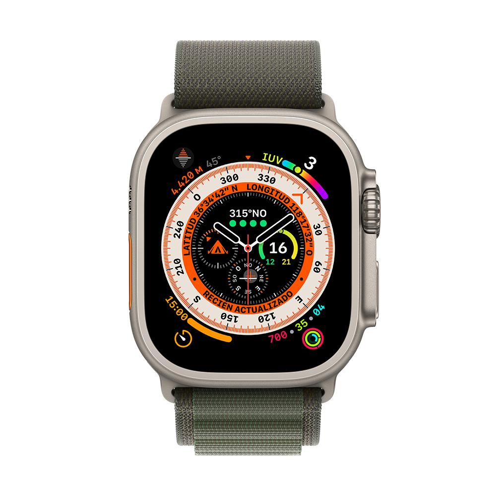 Apple Watch Ultra (GPS + Cellular) - Caja de titanio de 49 mm - Correa Loop Alpine verde - Talla S